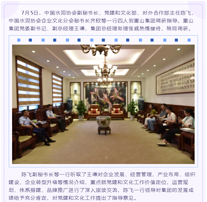 中国水泥协会、区委党史研究中心到集团调研指导89